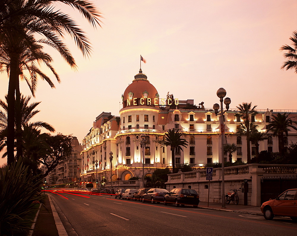 Negresco Hotel and Promenade des Anglais, Nice, Alpes Maritimes, Cote d'Azur, French Riviera, Provence, France, Europe