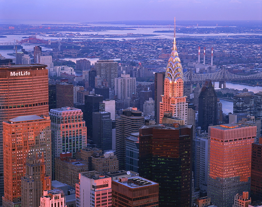 Skyline of the Midtown part of the city at sunset, in New York, United States of America, North America