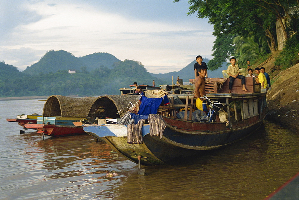 Local boats, Luang Prabang, Laos, Indochina, Southeast Asia, Asia