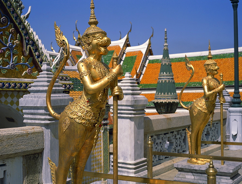 Guardians of the gateway in the Grand Palace in Bangkok, Thailand, Southeast Asia, Asia