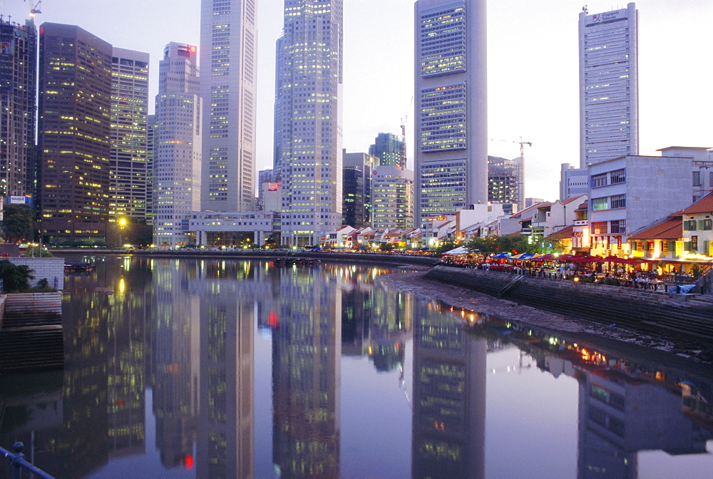 Raffles Place reflections, Boat Quay, Singapore