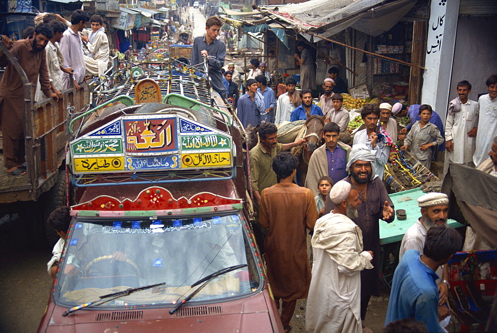 Traffic jam, Swat Valley, Pakistan, Asia