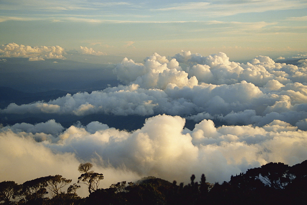 Cloudscape at dusk from Mt. Kinabalu, Sabah, Malaysia, Borneo, Southeast Asia, Asia