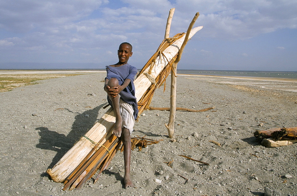 Traditional boat, Abyata (Abiyata) Lake, Rift Valley, Ethiopia, Africa