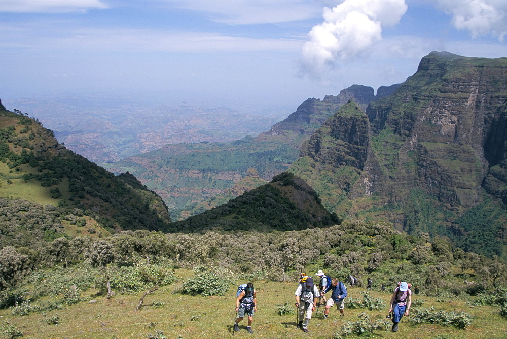 Trekking, Simien Mountains National Park, UNESCO World Heritage Site, Ethiopia, Africa