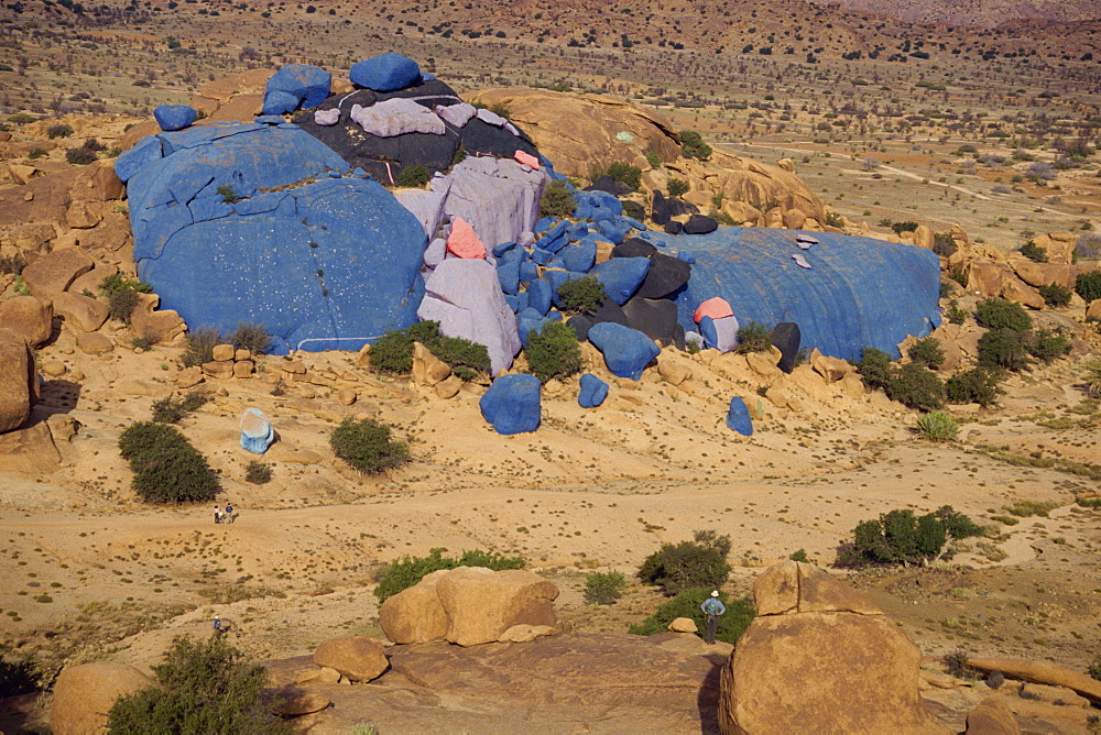 Painted rocks by the artist, Christo, Tafraoute region, Morocco, North Africa, Africa