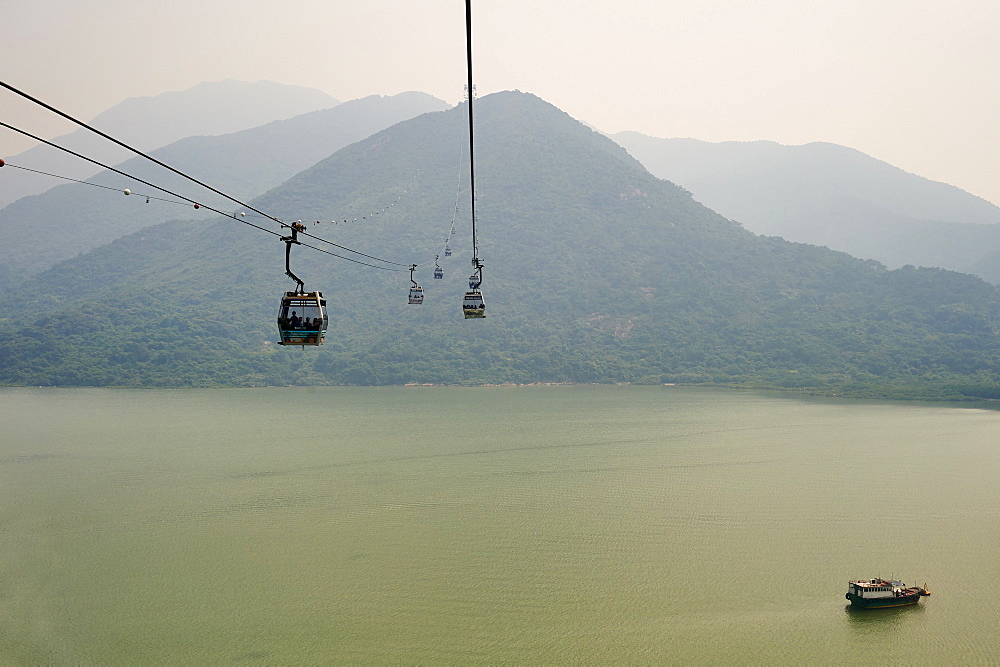 Ngong Ping 360 gondola takes visitors to Big Buddha and Po Lin Monastery, Lantau Island, Hong Kong, China, Asia