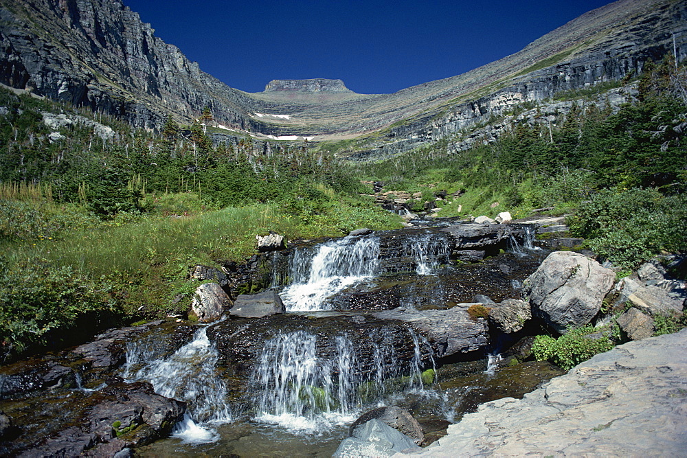 Mountain stream beside Going to the Sun road, near Logan Pass, Glacier National Park, Montana, United States of America, North America