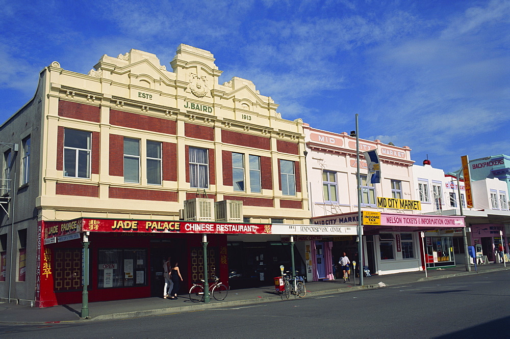 The J. Baird and Mid City Market Buildings on Trafalgar Street in the town of Nelson, South Island, New Zealand, Pacific