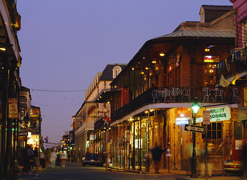 Bourbon Street in the evening, New Orleans, Louisiana, USA