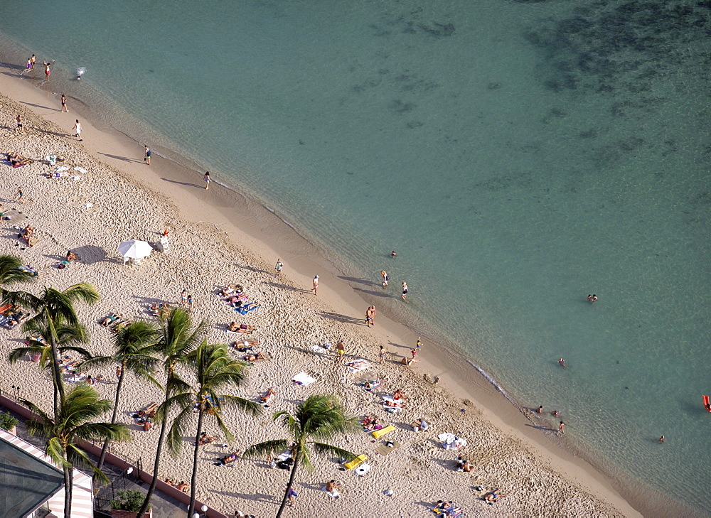 Aerial view of Waikiki Beach, Honolulu, Oahu island, Hawaii, Hawaiian Islands, Pacific, United States of America (USA), North America