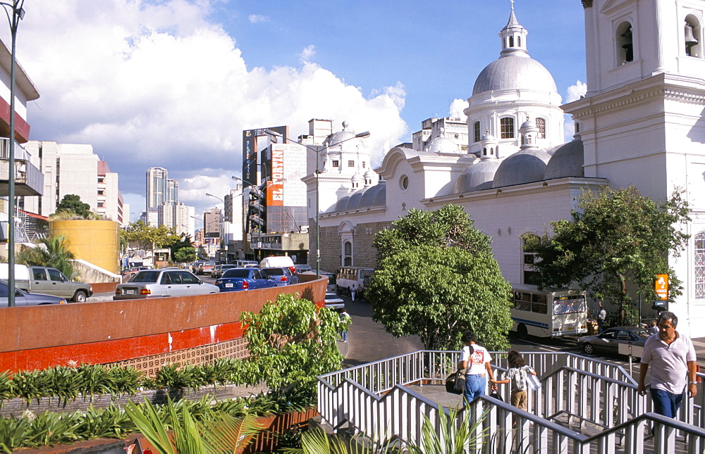 Street scene with Santa Teresa church, Caracas, Venezuela, South America