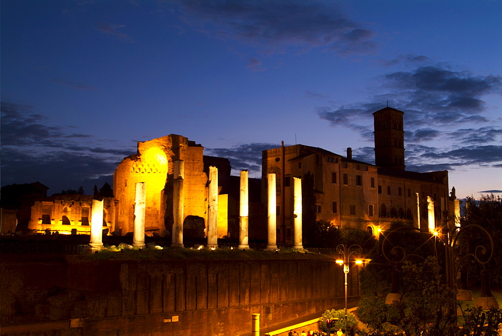Italy, Rome, Forum at dusk