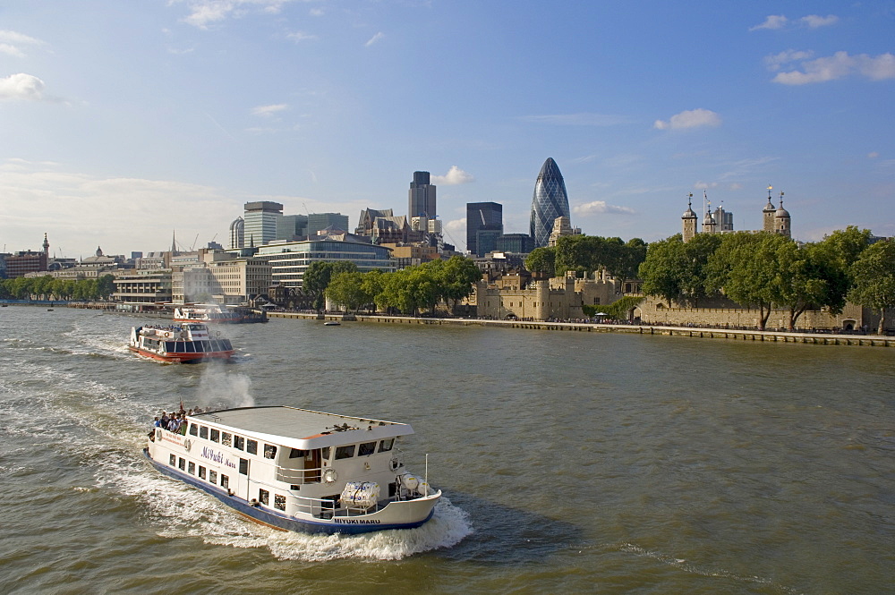 City skyline from Tower Bridge, London, England, United Kingdom, Europe