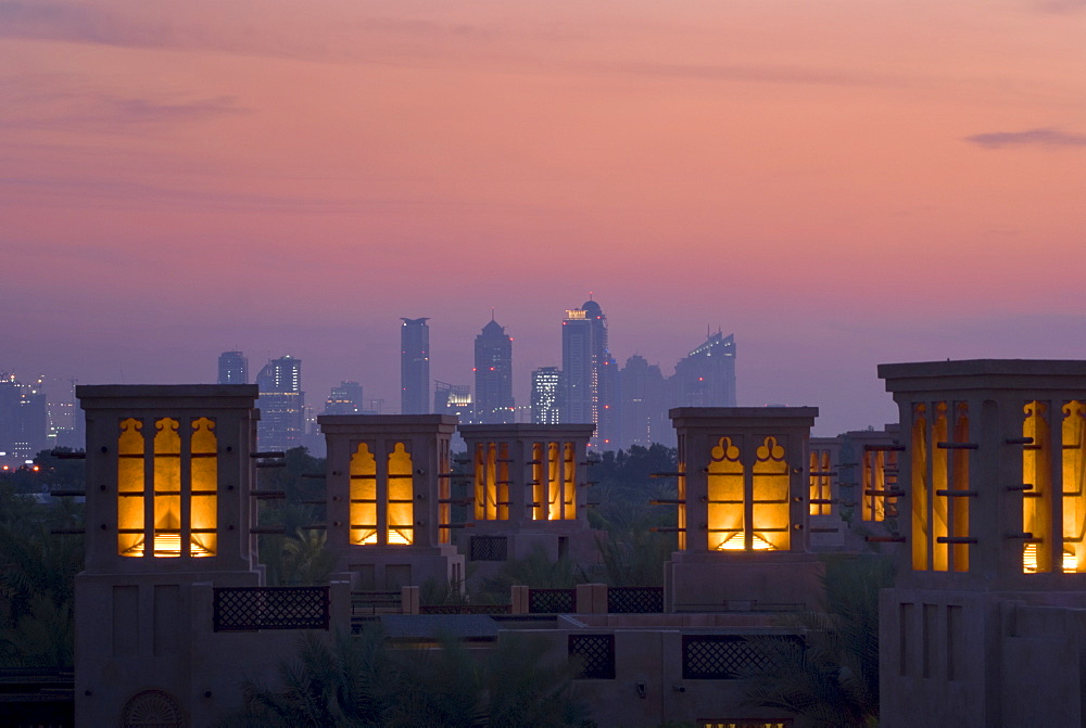 Al Qasr hotel at dusk, Dubai, United Arab Emirates, Middle East