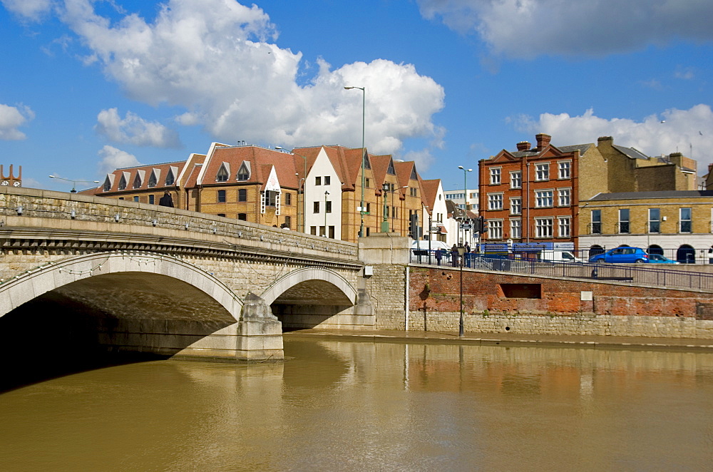 Riverside cityscape, Maidstone, Kent, England, United Kingdom, Europe