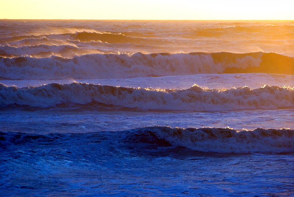 Waves at sunset, English Channel, England, United Kingdom, Europe