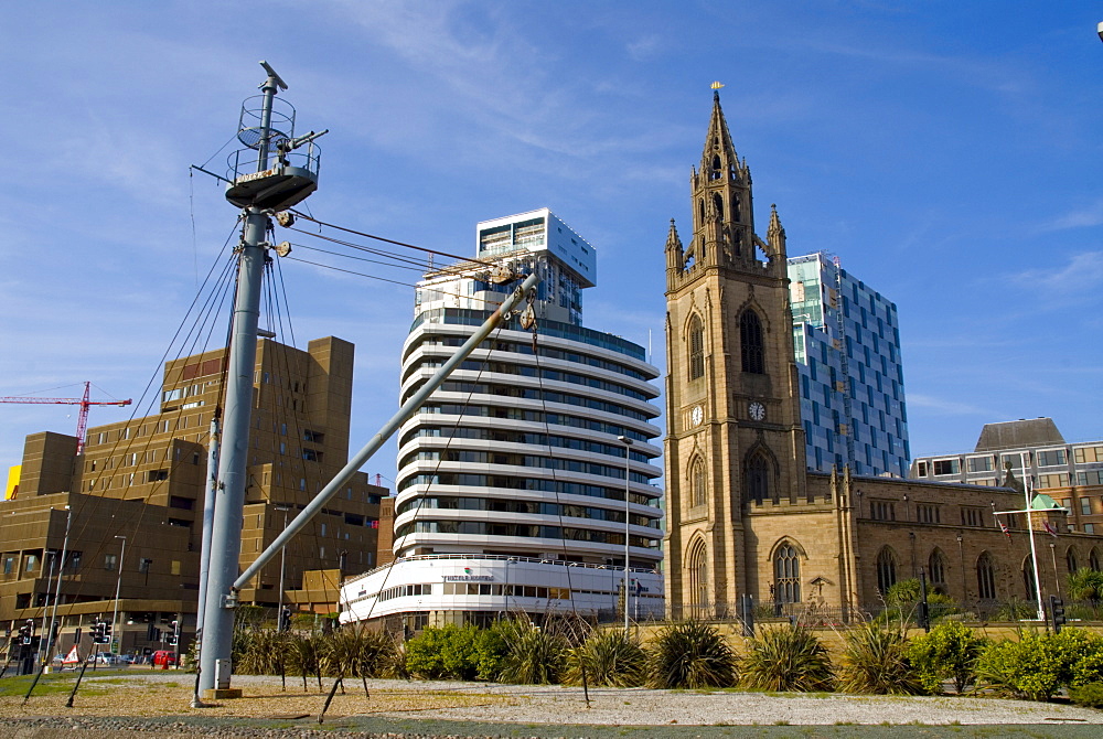 Old and new, Liverpool, Merseyside, England, United Kingdom, Europe