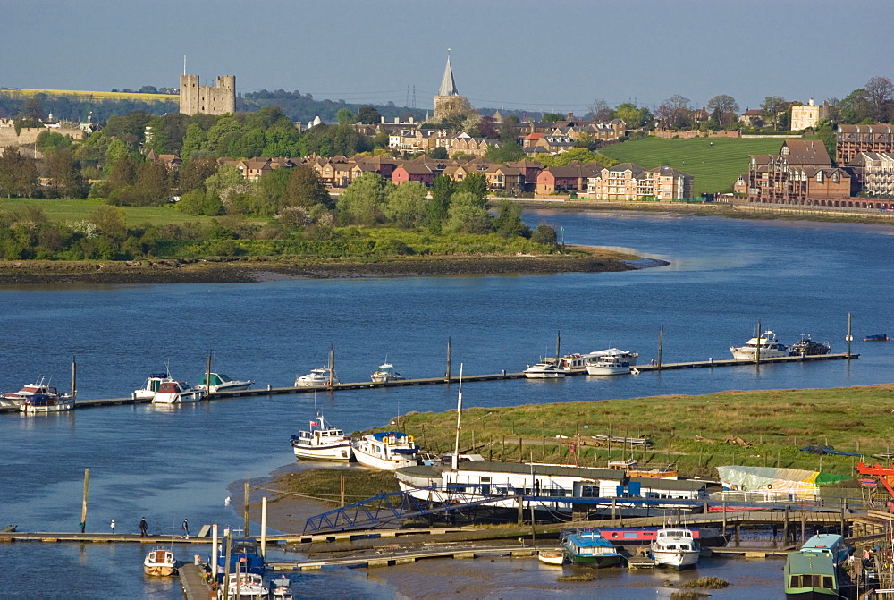 Rochester viewed from the Medway, Rochester, Kent, England, United Kingdom, Europe