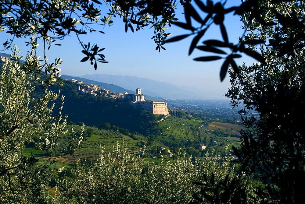 View of Church of San Francesco, Assisi, UNESCO World Heritage Site, Umbria, Italy, Europe