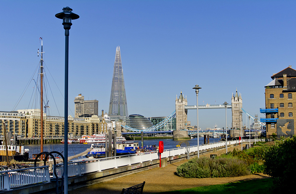 Shard with Tower Bridge, London, England, United Kingdom, Europe