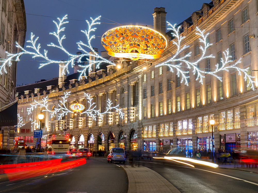 Christmas lights, Regent Street, West End, London, England, United Kingdom, Europe