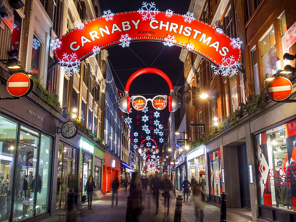 Christmas lights, Carnaby street, London, England, United Kingdom, Europe