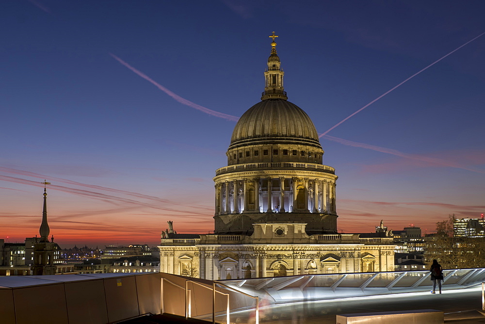 Dome of St. Pauls Cathedral from One New Change shopping mall, London, England, United Kingdom, Europe