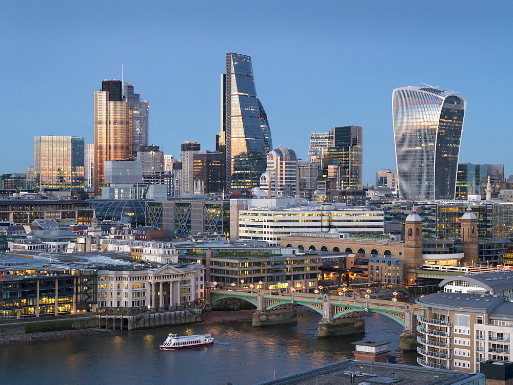 City of London Square Mile skyline from Tate Switch, London, England, United Kingdom, Europe