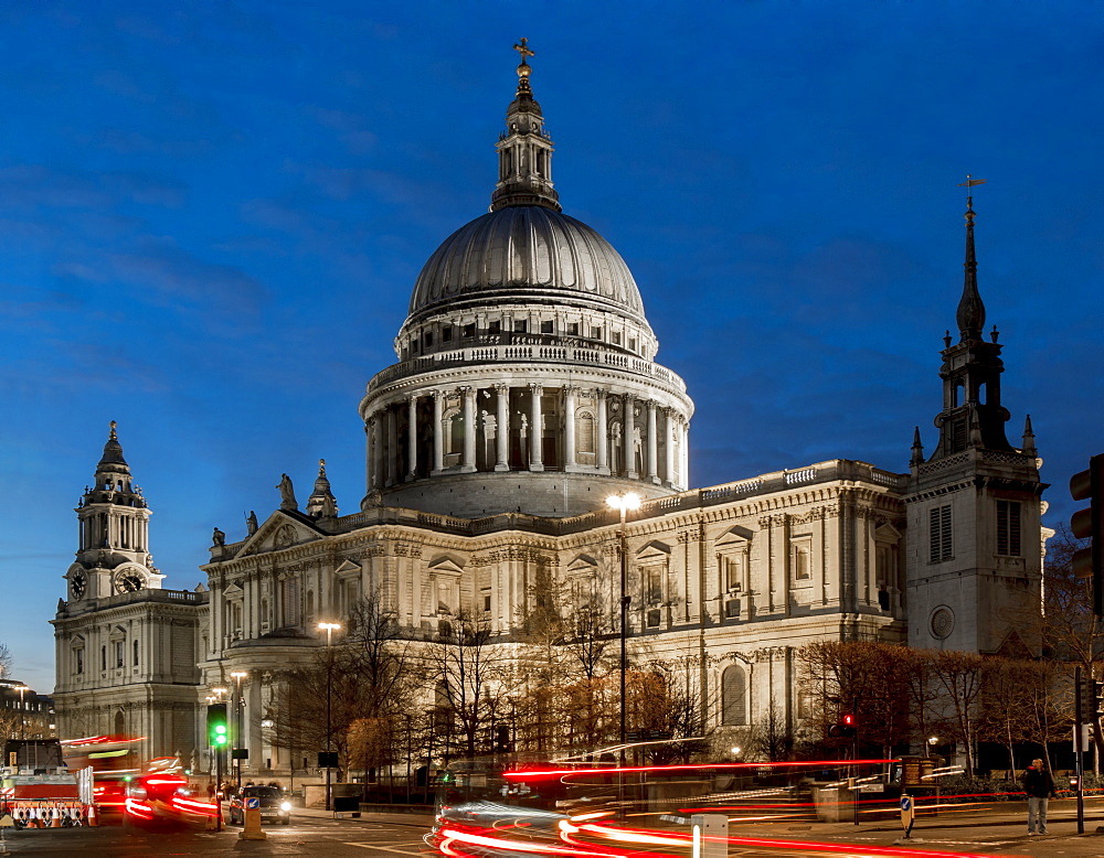 St. Paul's cathedral dusk, London, England, United Kingdom, Europe