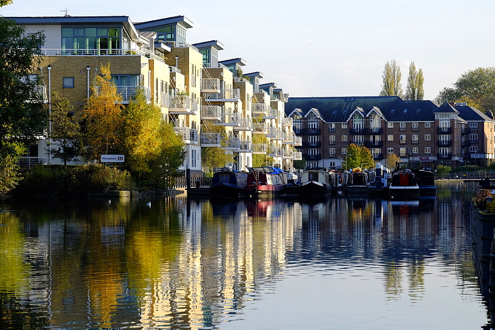 Brentford Canal and apartments, Brentford, London, England, United Kingdom, Europe