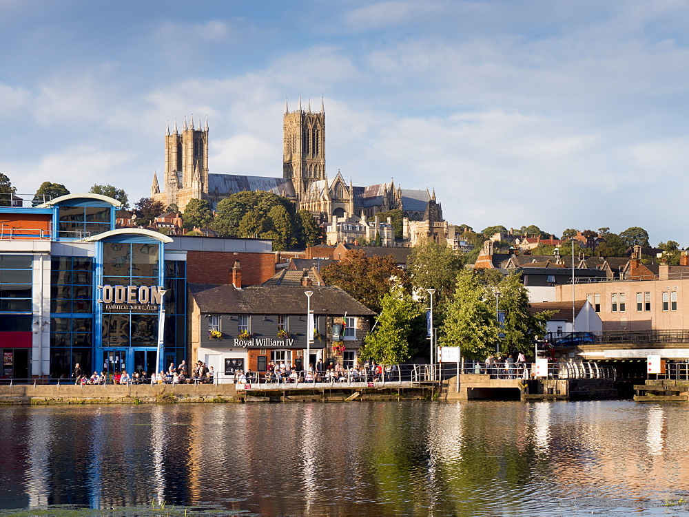 Lincoln Cathedral and Brayford pool, Lincoln, Lincolnshire, England, United Kingdom, Europe