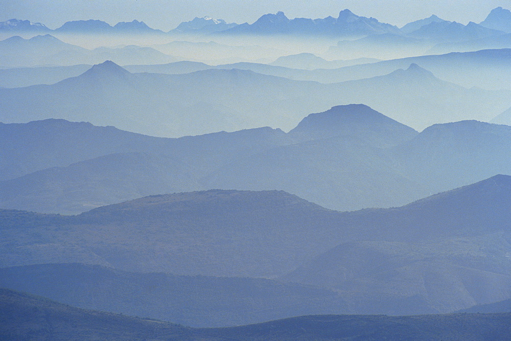 View from Mount Ventoux looking towards the Alps, Rhone Alpes, France, Europe