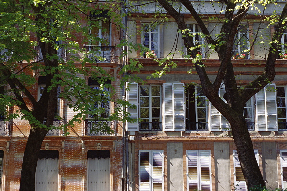 Houses on a street in Toulouse, Midi Pyrenees, France, Europe