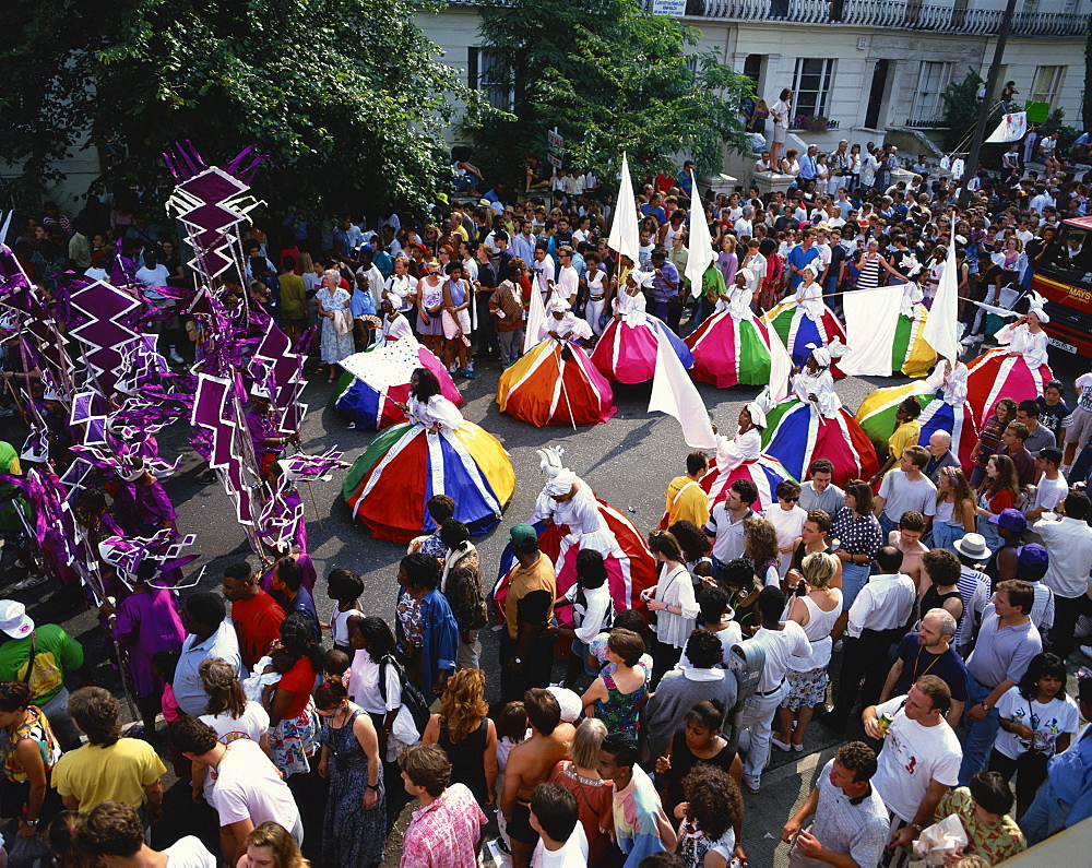 Colourful parade at the Notting Hill Carnival, Notting Hill, London, England, United Kingdom, Europe