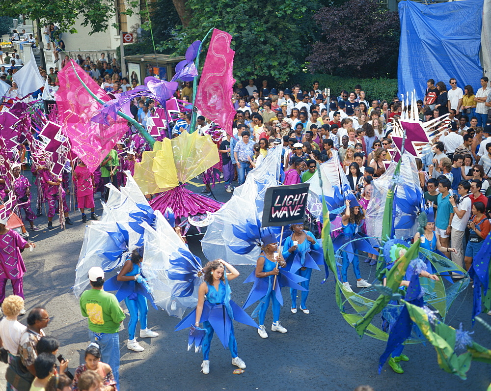 Colourful parade at the Notting Hill Carnival, Notting Hill, London, England, United Kingdom, Europe