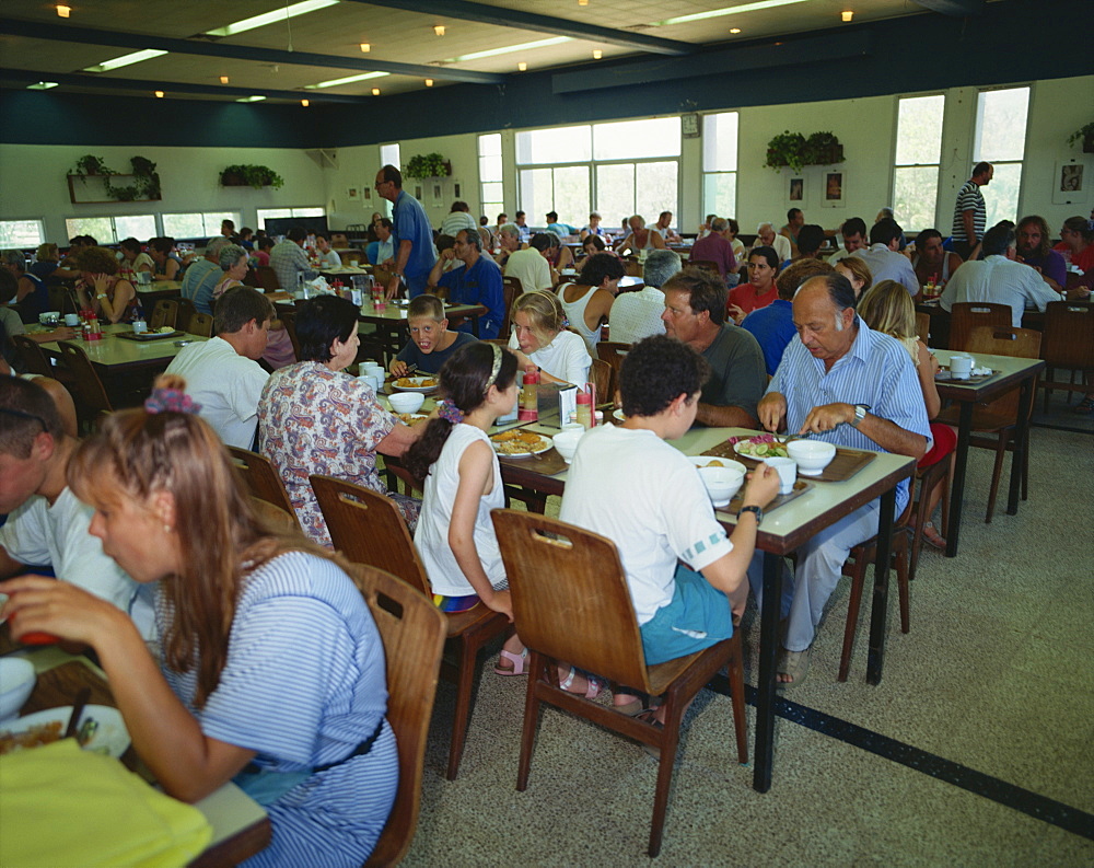 Typical dining room in a kibbutz, Israel, Middle East