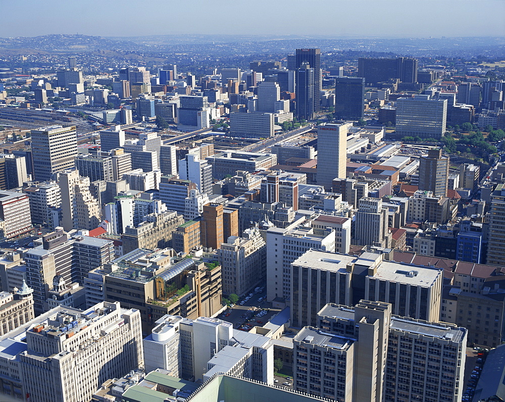 Aerial view over the Financial District, Johannesburg, Transvaal, South Africa, Africa