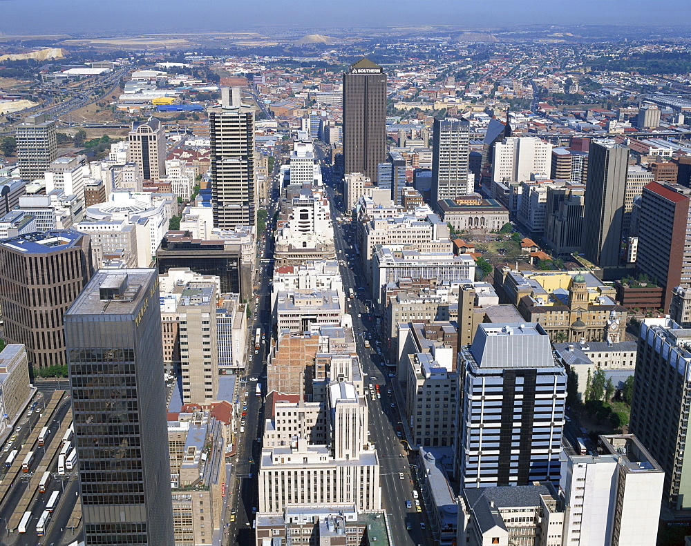 Aerial view over central Johannesburg, Transvaal, South Africa, Africa