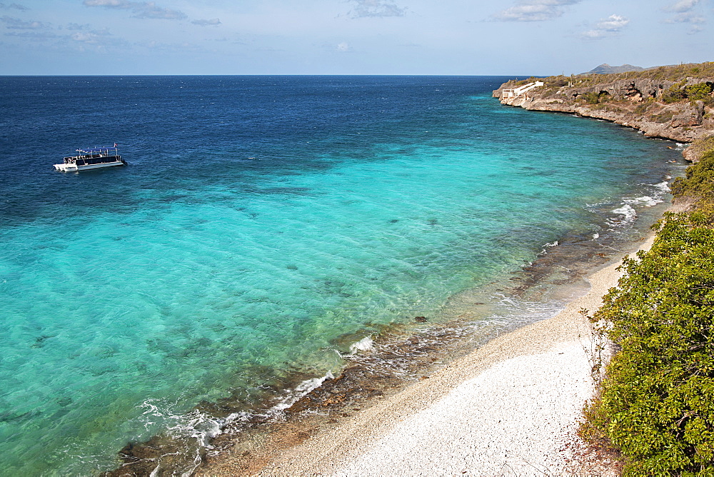 View of coastline, Kralendijk, Bonaire, Netherlands Antilles, Caribbean, Central America