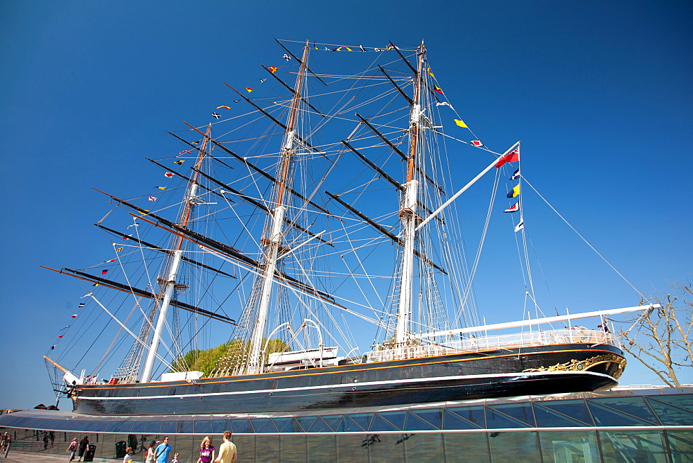 View of the Cutty Sark after restoration, Greenwich, London, England, United Kingdom, Europe