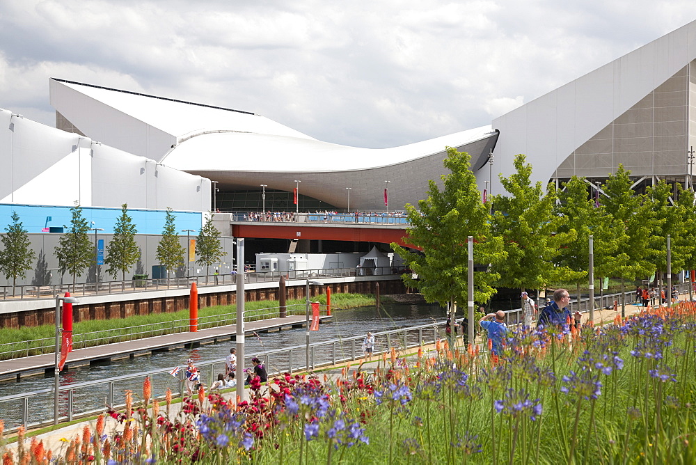 View of the Aquatics Centre at the 2012 Olympic Park, Stratford, London, England, United Kingdom, Europe