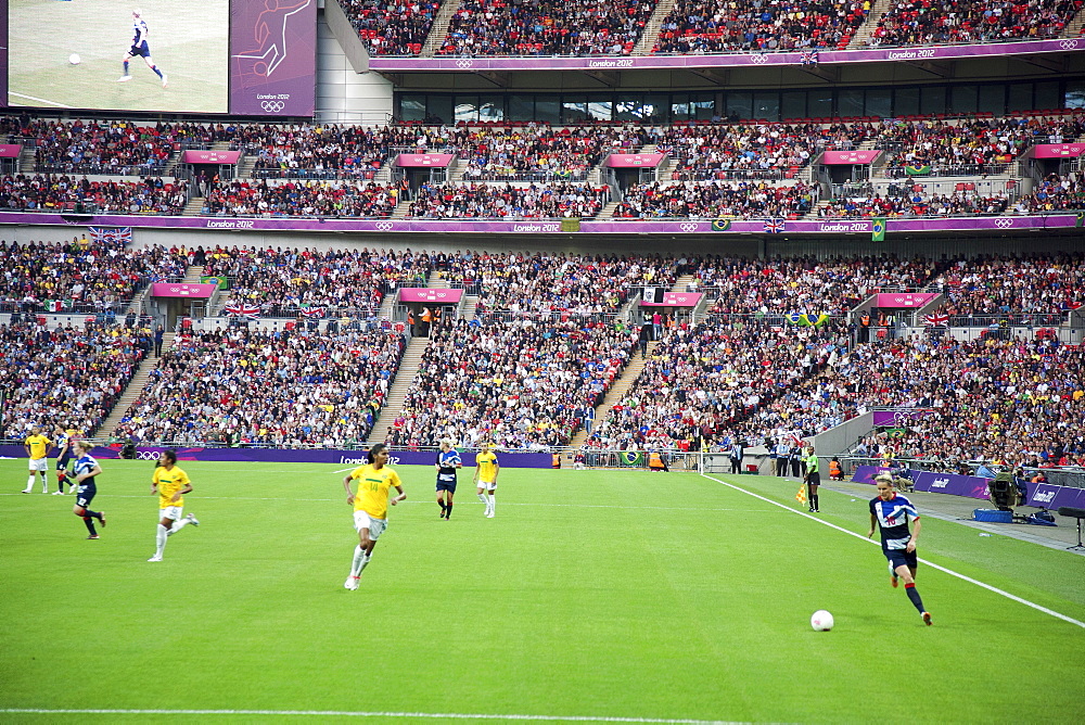 The 2012 Olympics Women's Football match between Great Britain and Brazil where Team GB beat Brazil 1-0, Wembley Stadium, London, England, United Kingdom, Europe