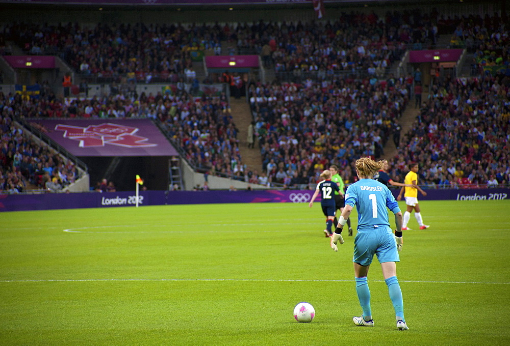 The 2012 Olympics Women's Football match between Great Britain and Brazil where Team GB beat Brazil 1-0, Wembley Stadium, London, England, United Kingdom, Europe