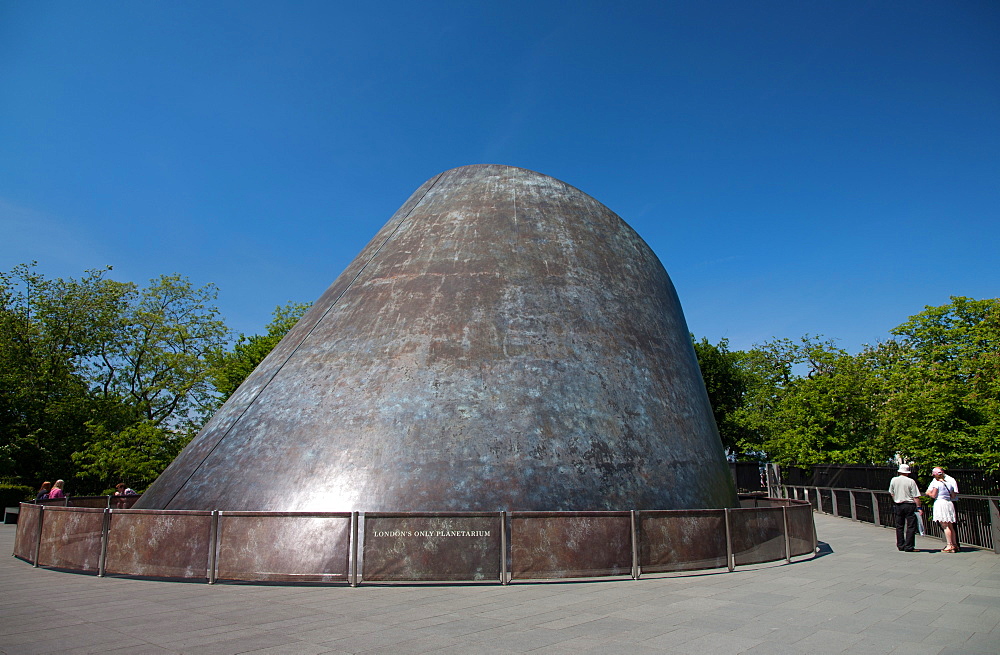 The Peter Harrison Planetarium designed by Allies and Morrison, part of the Royal Observatory complex, Greenwich, London, England, United Kingdom, Europe