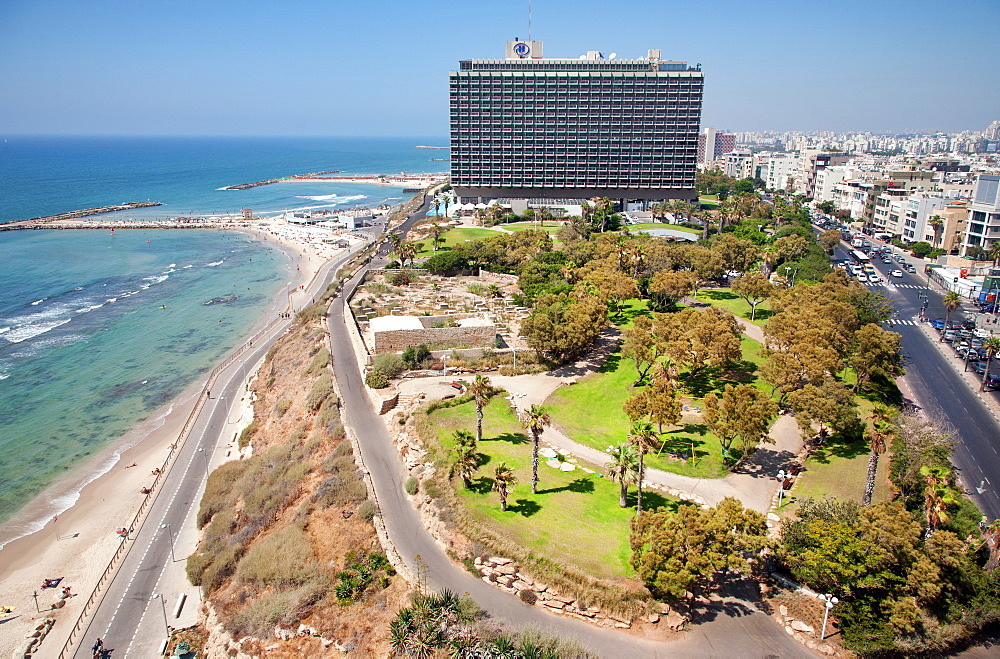 Hilton Hotel and Independence Park, Hayarkon Street, Tel Aviv, Israel, Middle East 