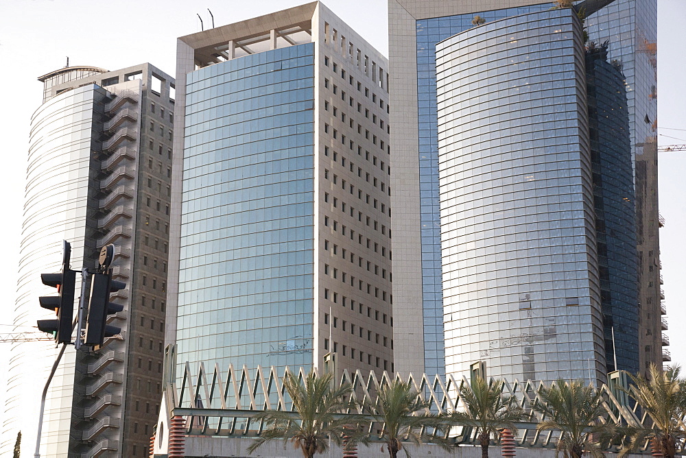 Modern architecture on Menachem Begin Street, Tel Aviv, Israel, Middle East