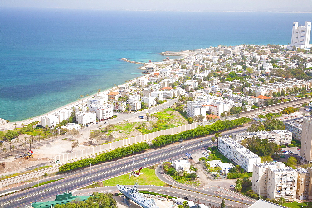 Aerial view of Haifa Bay and surroundings, Haifa, Israel, Middle East