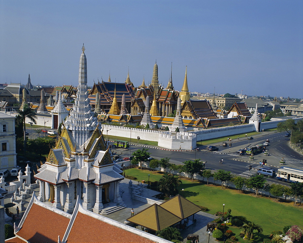 General view and skyline, Grand Palace, Bangkok, Thailand, Asia