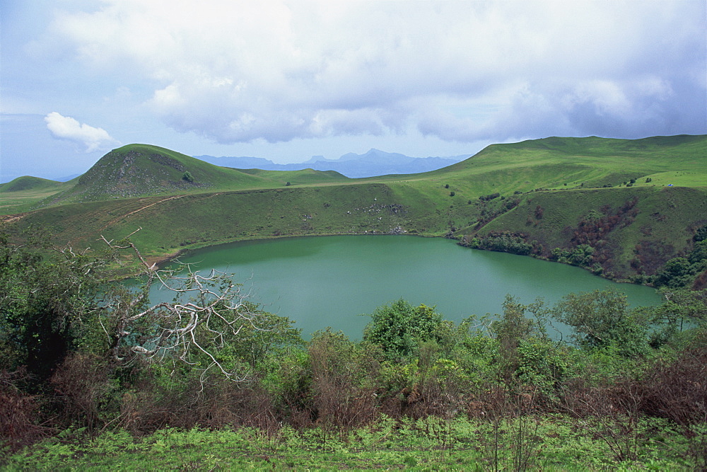 Crater lake at Manengouba, Western Cameroun, Cameroon, Africa